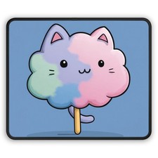 Kawaii Cotton Candy Cat Gaming Mouse Pad | Cute Pastel Gamer Desk Mat picture