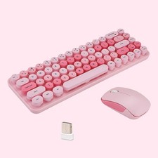 Compact Wireless Keyboard and Mouse Combo, Colorful Round Keycap, Soundless 6... picture