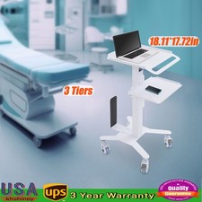 Mobile Computer Cart Medical Rolling PC Stand Desk Workstation Wheel Adjustable picture