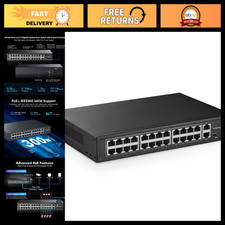 24-Port PoE Switch, 1000Mbps Uplink, 300W, VLAN, PoE+ 250m Extend, Rackmount picture