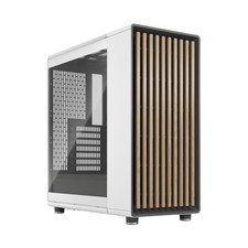 ATX Computer Chassis White TG Clear Tempered Glass Gaming Case with Wood Accents picture