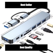 8-in-2 USB C Hub Docking Station with 3.5mm Audio Jack SD TF Card Reader picture