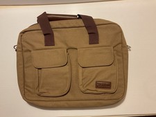 Bella Russo Khaki Canvas Laptop Computer Adjustable Shoulder Messenger Bag NWOT picture