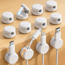12 Pack Magnetic Cable Clips,360° Rotating Cord Organizer Holder picture