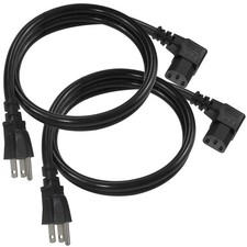 2 PCS 3 Ft 90 Degree Monitor Power Cord NEMA 5-15P to Right Angle C13 PC picture