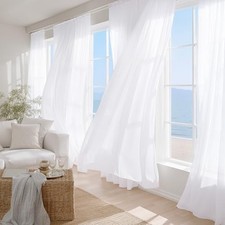  Sheer Curtains 84 inch Length 2 Panels, Rod 42