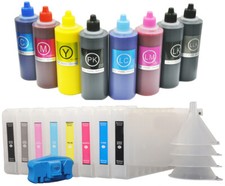 8 Refillable Cartridges 8x500 UltraChrom K3 Ink Epson Stylus Pro 7880/9880+Reset picture