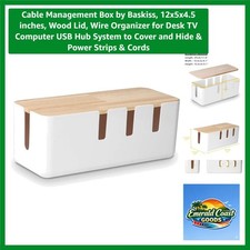 Elegant Wooden Cable Management Box - 12x5x4.5 inches, Organize Cords with Style picture