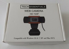 TECH ESSENTIALS HD 720P USB Computer Webcam w/ Microphone - Black - NEW picture
