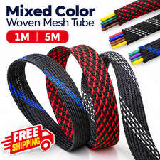 PET Braided Cable Sleeve Expandable Wire Management 4mm 6mm Black Green Tools  picture