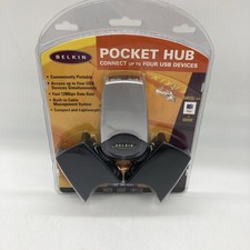 Belkin Pocket Hub USB Connector Up to 4 Devices Portable Built-in Cable New picture