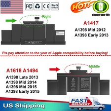 ✅A1417 /A1618 Battery for Macbook Pro 15'' A1398 Retina Early/Late 2013 Mid 2012 picture