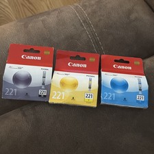 LOT OF 3 Canon Ink Cartages: PIXMA- BLACK, YELLOW, & CYAN picture
