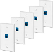 Cat6 Ethernet Wall Plate Outlet 1 Port RJ45 Network Female to Female Keystone picture