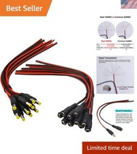 Real 18AWG 12V DC Power Pigtail Cable for CCTV - 10 Pairs with Easy Installation picture