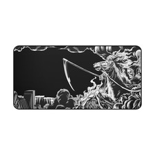 Grim Reaper Scythe Rider Desk Mat | Black Gothic Gaming Mousepad picture