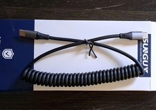 SUNGUY Ultra Durable USB-C to USB-C Coil Cord Cable Black Coiled Charging Data. picture