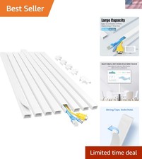 Elegant White Cord Covers for Wall - 113in Self-Adhesive Cable Management Kit picture