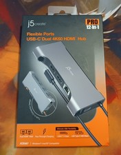 j5create Flexible Ports USB-C® Dual 4K60 HDMI™ Hub Pro (12-in-1) Brand New picture