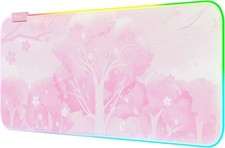 Stylish Pink Sakura Gaming Mouse Pad - Enhanced RGB Lighting & Non-Slip Base picture