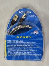 Dynex USB 2.0 6' Device Cable A Male to B Male Connector, Gold Plated, NEW picture