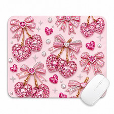 Pink Bow Mouse Pad 9.6x7.9 Aesthetic Desk Mat Handmade Custom Luxury Style picture