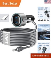 Mini Car Adapter, Dual USB-C PD 45W+30W, 12V-24V DC, 10FT Cable picture