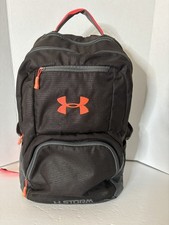 Under Armour Storm Backpack Black Gray Orange 15in Laptop Padded Water Resistant picture
