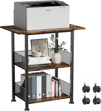 Printer Stand, 3-Tier Industrial Large Printer Table with Shelf, 23