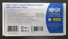 Lot of 10 Tripp-Lite USB 3.1 Gen 1 Gigabit Ethernet Adapter with 3 Port Hub Blk picture