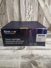 NEW EZink TN-760 Toner Cartridge 4 Pack Black 12000 Pages for Brother Printers picture