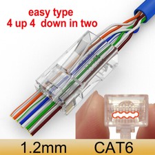 RJ45 Cat6/6a Pass Through Connectors Gold Plated  Network Plug for 23 AWG Cables picture