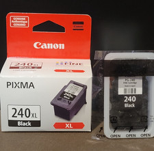 TWO Sealed Genuine Canon PIXMA 240 & 240 XL Black Ink Jet Cartridges PG-240 Fine picture
