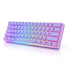 HK GAMING GK61 Mechanical Keyboard 61Keys RGB Wired Gateron Optical Blue Lavende picture