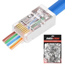 AvesView CAT6 RJ45 Pass Through Connectors (Ethernet Cable Connectors) - 100 QTY picture