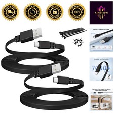 20FT Micro USB Extension Cable - Flat Power Cord for Security Cameras (2-Pack) picture