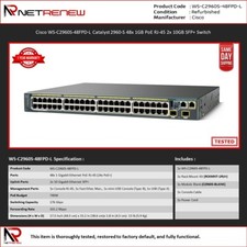Cisco WS-C2960S-48FPD-L Catalyst 2960-S 48x 1GB PoE RJ-45 2x 10GB SFP+ Switch picture