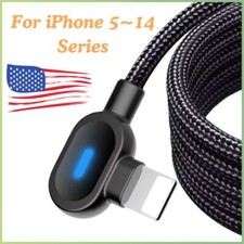 90 Degree USB Cable 3/6FT Fast Charger Charging Cord For iPhone 8 XR 11 12 13 14 picture