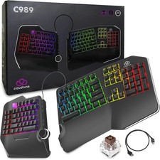 Cloud Nine C989M Ergonomic Split Mechanical Keyboard RGB Kailh Brown USB, READ picture