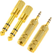 4 Pack 3.5mm to 6.35mm Stereo Audio Adapters, 1/8 & 1/4 Jack Male/Female Guitar picture