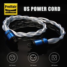 Audiophile Silver Plate OCC HiFi Power Cable US/EU/AU Schuko Mains Supply Cord picture