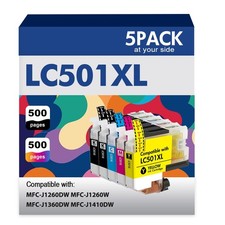 LC501XL Ink Cartridges for Brother MFC-J1360DW MFC-J1260DW MFC-J1410DW J1260W picture