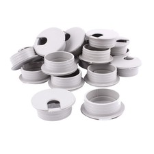 35mm Dia PC Computer Desk Table Plastic Grommet Wire Cable Hole Cover Gray 24pcs picture