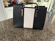 LOVEVOOK Black & White Structured Laptop Work Tote Bag with USB Charging Port picture