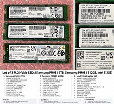 Lot of 3 Samsung PM981 NVMe M.2 SSD 1TB 512GB PCIe 2280 Tested Working picture