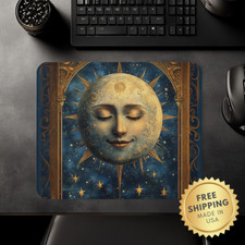 Mystic Mouse Pad, Celestial Art Design, Fortune Teller Moon and Stars Theme, 9x8 picture