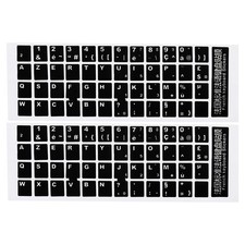 French Keyboard Stickers Cover Smooth, Black Background White Lettering 2pcs picture