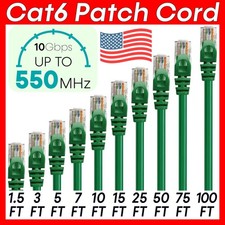 Green Cat6 Cable Ethernet Cat6 Patch Cord Internet Modem Network Wire RJ45 LOT picture