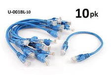 10-PACK Intellinet 1ft CAT5e UTP Ethernet RJ45 Full 8-Wire Patch Cable, Blue picture