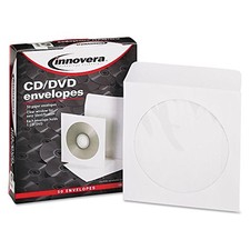 Innovera CD/DVD Envelopes Clear Window 1 Disc Capacity White 50 - IVR39403 picture